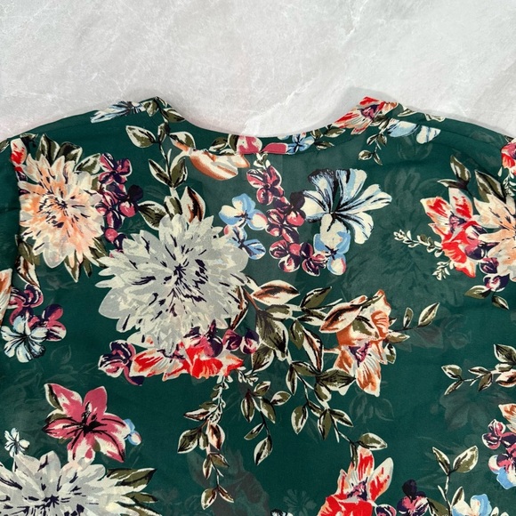 Women’s A New Day Target Floral Sheer Long Sleeve V-Neck Top Medium - Picture 11 of 16